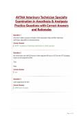 AVTAA Veterinary Technician Specialty&NewLine;Examination in Anesthesia & Analgesia&NewLine;Practice Questions with Correct Answers&NewLine;and Rationales