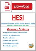 HESI Comprehensive Exam 2026 &vert; Practice Questions&comma; Answers & Detailed Rationales &vert; Complete Nursing Study Guide