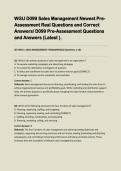 WGU D099 Sales Management Newest Pre-Assessment Real Questions and Correct Answers&sol; D099 Pre-Assessment Questions and Answers &lpar;Latest &rpar;