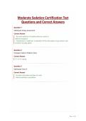 Moderate Sedation Certification Test&NewLine;Questions and Correct Answers