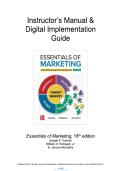 Instructor&rsquo;s Manual & Digital&NewLine;Implementation Guide&NewLine;Essentials of&NewLine;Marketing&NewLine;A Marketing Strategy Planning Approach&NewLine;18th edition
