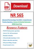 NR 565 Advanced Pharmacology Final 2026 &vert; Comprehensive Practice Questions&comma; Answers & Detailed Rationales &vert; NR565 Exam Prep