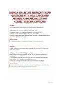 GEORGIA REAL ESTATE RECIPROCITY EXAM&NewLine;QUESTIONS WITH WELL ELABORATED&NewLine;ANSWERS AND RATIONALES &lpar;100&percnt;&NewLine;CORRECT VERIFIED SOLUTIONS&rpar;