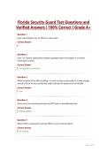 Florida Security Guard Test Questions and&NewLine;Verified Answers &vert; 100&percnt; Correct &vert; Grade A&plus;