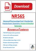 NR 565 Advanced Pharmacology Final &vert; Chamberlain Practice Exam &vert; Questions&comma; Answers & Detailed Rationales