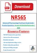 NR 565 Advanced Pharmacology Final &vert; Chamberlain Practice Exam &vert; Questions&comma; Answers & Detailed Rationales
