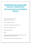 NSG 6020 Week 2 Quiz HEENT Assessment 2026&sol;2027 &vert; 100&plus; Practice Questions with Answers & Detailed Rationales