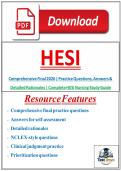 HESI Comprehensive Final 2026 &vert; Practice Questions&comma; Answers & Detailed Rationales &vert; Complete HESI Nursing Study Guide