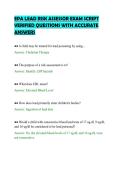 EPA LEAD RISK ASSESSOR EXAM PREP TEST&NewLine;BANK VERIFIED QUESTIONS AND&NewLine;CORRECT ANSWERS&NewLine;