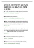 ESCO AIR CONDITIONING COMPLETE&NewLine;QUESTIONS AND SOLUTIONS TESTED&NewLine;ANSWERS&NewLine;