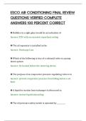 ESCO AIR CONDITIONING FINAL REVIEW&NewLine;QUESTIONS VERIFIED COMPLETE&NewLine;ANSWERS 100 PERCENT CORRECT&NewLine;