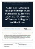 NURS 5315 Advanced Pathophysiology Exam 1 Questions & Answers 2026-2027 University of Texas at Arlington Verified Exam