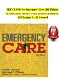 Test Bank for Emergency Care 13th Edition &vert; Daniel Limmer&comma; Michael F&period; O'Keefe & Edward T&period; Dickinson &vert; Chapters 1&ndash;41&NewLine;