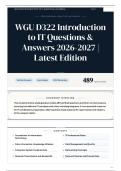 WGU D322 Introduction to IT Questions & Answers 2026-2027 Latest Edition