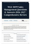 WGU D099 Sales Management Questions & Answers 2026&sol;2027 Comprehensive Review