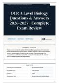 OCR A Level Biology Questions & Answers 2026&sol;2027 Complete Exam Review