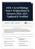 OCR A Level Biology Year 1 AS Questions & Answers 2026&sol;2027 Updated & Verified