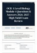 OCR A Level Biology Module 4 Questions & Answers 2026&sol;2027 High-Yield Exam Review