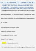BSN 315 HESI PHARMACOLOGY EXAM &vert; 2026&sol;2027 &vert; NIGHTINGALE COLLEGE REVIEW&comma; PRACTICE QUESTIONS AND DETAILED ANSWERS