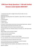 CPN Exam Study Questions 1&ndash;100 with Verified Answers&comma; Latest Update 2026&sol;2027 Exam Preparation Material