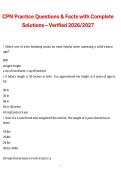 Title&colon; CPN Practice Questions and Facts with Complete Solutions&comma; Verified 2026&sol;2027 Exam Preparation Material