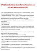 CPN Nurse Builders Exam Review Questions and Correct Answers&comma; 2026&sol;2027 Exam Preparation Material