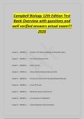Campbell Biology 12th Edition Test&NewLine;Bank Overview with questions and&NewLine;well verified answers actual exam&excl;&excl;&excl;&NewLine;2026