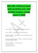 BSN 206- Hallmark exam&NewLine;with questions and well&NewLine;verified answers actual&NewLine;exam&excl;&excl;&excl; 2026