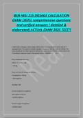 BSN HESI 215 DOSAGE CALCULATION&NewLine;EXAM &lpar;2025&rpar; comprehensive questions&NewLine;and verified answers &lpar; detailed &&NewLine;elaborated&rpar; ACTUAL EXAM 2025 TEST&excl;&excl;