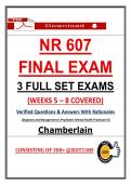 NR 607 Final Exam &ndash; Chamberlain Psychiatric-Mental Health Practicum III &lpar;2026&rpar; Actual Questions & Verified Answers &vert; 3 full exam sets &vert; Guarantee Pass