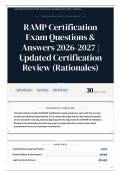 RAMP Certification Exam Questions & Answers 2026-2027 Updated Certification Review &lpar;Rationales&rpar;