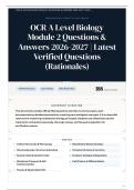OCR A Level Biology Module 2 Questions & Answers 2026&sol;2027 Latest Verified Questions &lpar;Rationales&rpar;