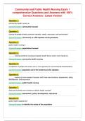  Package deal&colon;&colon;&colon;  Community and Public Health Nursing ACTUAL Exams Questions and Answers &vert; 2026&sol;2027