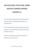 MULTICULTURAL PSYCH FINAL TERMS &NewLine;QUIZ WITH VERIFIED ANSWERS &NewLine;&lbrack;GRADED A&plus;&rsqb;
