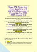 Texas DPS driving test &vert;Exam Questions with 100&percnt; Verified Answers &vert;Newest Update 2026- 2027 &lpar;Graded A&plus;&rpar;&NewLine;