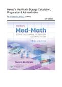 Test Bank - Henke's Med-Math&colon; Dosage Calculation&comma; Preparation&comma; and Administration&comma; 10th Edition &lpar;Buchholz&comma; 2024&rpar;&comma; Chapter 1-10 Fully Covered