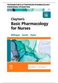 Test Bank for Clayton&rsquo;s Basic Pharmacology for Nurses 19th Edition Complete Questions and Answers Study Guide for Nursing Students Preparing for Pharmacology Medication Administration Drug Therapy Medication Safety Clinical Practice and Nursing Examinatio