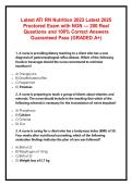 Latest ATI RN Nutrition 2023 Latest 2025 Proctored Exam with NGN &mdash; 200 Real Questions and 100&percnt; Correct Answers Guaranteed Pass &lpar;GRADED A&plus;&rpar;
