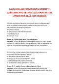 LAND USE LAW EXAMINATION COMPLETE &NewLine;QUESTIONS AND DETAILED SOLUTIONS LATEST &NewLine;UPDATE THIS YEAR JUST RELEASED