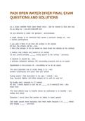 PADI OPEN WATER DIVER FINAL EXAM QUESTIONS AND SOLUTIONS&NewLine;&NewLine;
