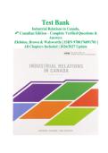 Test Bank  For Industrial Relations in Canada&comma; 4th Canadian Edition &ndash; Complete Verified Questions & Answers &lpar;Hebdon&comma; Brown & Walsworth&rpar; &vert; ISBN 9780176891701 &vert;  All Chapters Included &vert; 2026&sol;2027 Update &NewLine;