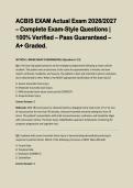 ACBIS EXAM Actual Exam 2026&sol;2027 &ndash; Complete Exam-Style Questions &vert; 100&percnt; Verified &ndash; Pass Guaranteed &ndash; A&plus; Graded