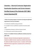 Columbus &ndash; Electrical Contractor Registration &NewLine;Examination Questions and Correct Answers &NewLine;&lpar;Verified Answers&rpar; Plus Rationale 2027 Q&A&vert; &NewLine;Instant Download Pdf