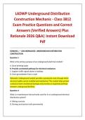 LADWP Underground Distribution Construction Mechanic - Class 3812 Exam Practice Questions and Correct Answers &lpar;Verified Answers&rpar; Plus Rationale 2026 Q&A&vert; Instant Download Pdf