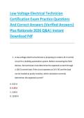 Low Voltage Electrical Technician &NewLine;Certification Exam Practice Questions &NewLine;And Correct Answers &lpar;Verified Answers&rpar; &NewLine;Plus Rationale 2026 Q&A&vert; Instant &NewLine;Download Pdf  