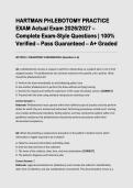HARTMAN PHLEBOTOMY PRACTICE EXAM Actual Exam 2026&sol;2027 &ndash; Complete Exam-Style Questions &vert; 100&percnt; Verified &ndash; Pass Guaranteed &ndash; A&plus; Grade
