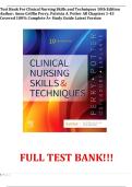 Test Bank For Clinical Nursing Skills and Techniques 10th Edition Author&colon; Anne Griffin Perry&comma; Patricia A&period; Potter All Chapters 1-43 Covered 100&percnt; Complete A&plus; Study Guide Latest Version