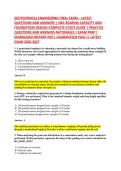 GEOTECHNICAL ENGINEERING FINAL EXAM &ndash; LATEST &NewLine;QUESTIONS AND ANSWERS &vert; SOIL BEARING CAPACITY AND &NewLine;FOUNDATION DESIGN&ndash;COMPLETE STUDY GUIDE &vert; PRACTICE &NewLine;QUESTIONS AND ANSWERS-RATIONALES &vert; EXAM PREP &vert; &NewLine;DOWNLOAD INSTANT PDF &vert; GUARANTEED PASS &vert;&vert; LATEST &NewLine;EXAM