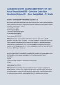 CANCER REGISTRY MANAGEMENT PREP FOR ODS Actual Exam 2026&sol;2027 &ndash; Complete Exam-Style Questions &vert; Graded A&plus; &ndash; Pass Guaranteed &ndash; A&plus; Grade