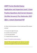 AMPP Fusion Bonded Epoxy&colon; &NewLine;Application and Inspection Level 1 Exam &NewLine;Practice Questions And Correct Answers &NewLine;&lpar;Verified Answers&rpar; Plus Rationales 2027 &NewLine;Q&A &vert; Instant Download Pdf 